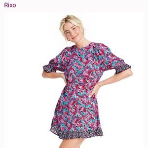 RIXO X Target Red and Blue Floral Mini Dress Size 10